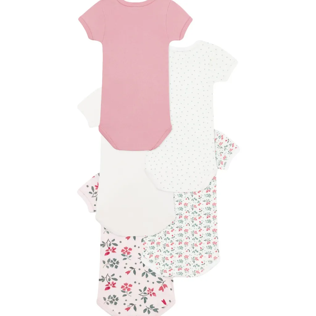 5-pack Baby Bodys Rose Fluer Marshmallow>Petit Bateau Outlet