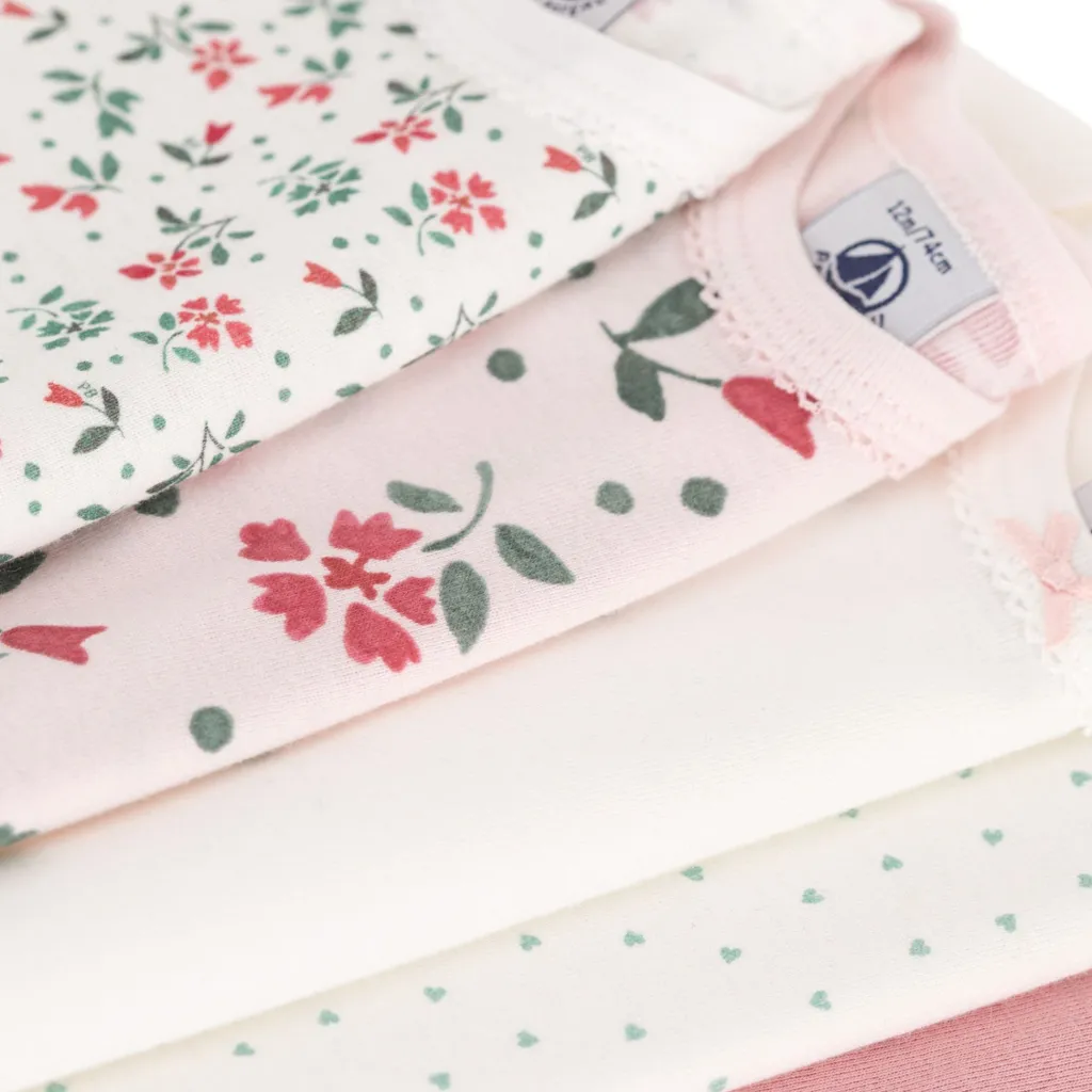 5-pack Baby Bodys Rose Fluer Marshmallow>Petit Bateau Outlet