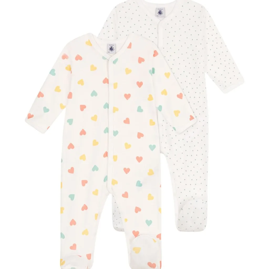 2-pack Bomull Onesie Marshmallow Herbier>Petit Bateau Discount