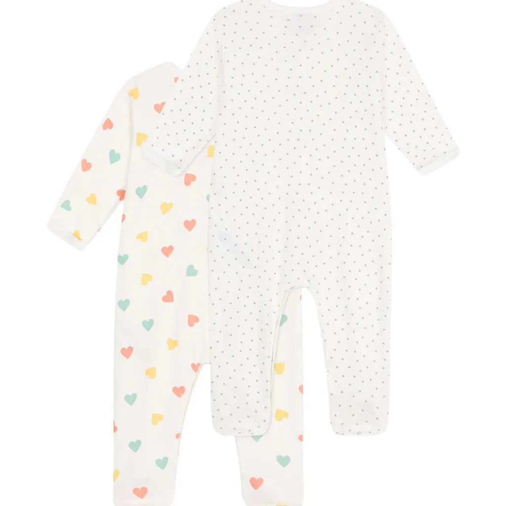2-pack Bomull Onesie Marshmallow Herbier>Petit Bateau Discount
