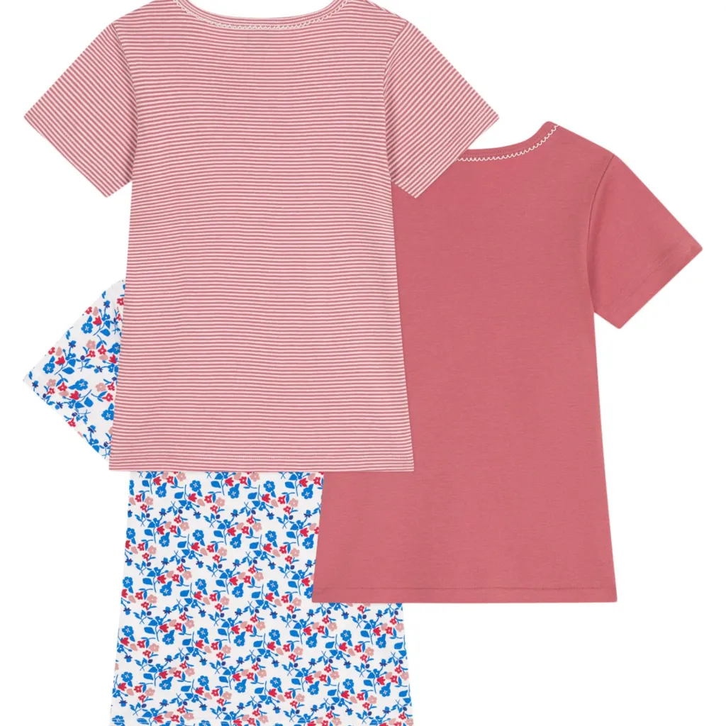 3-pack Bomulls-T-shirts Rosewood Marshmallow>Petit Bateau Hot