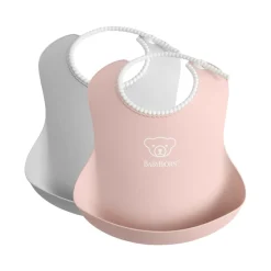 2-Pack Haklappar Powder Pink/Grey>BabyBjörn