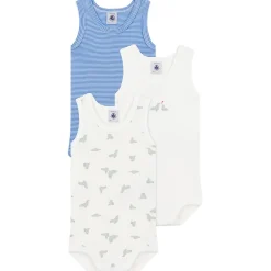 3-pack Ärmlösa Baby Bodys Delphinium Marshmallow>Petit Bateau Hot