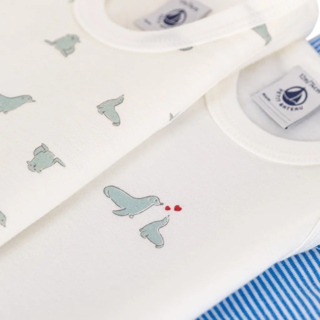 3-pack Ärmlösa Baby Bodys Delphinium Marshmallow>Petit Bateau Hot