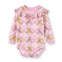 Paula Långärmad Baby Body Med Nallebjörnar Rosa Lace><noscript><img width=