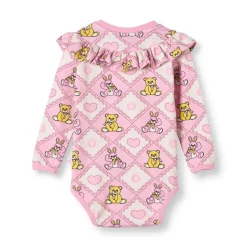 Paula Långärmad Baby Body Med Nallebjörnar Rosa Lace><noscript><img width=
