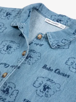 Pickle The Dog All Over Denimskjorta Prussian Blue>Bobo Choses New