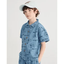 Pickle The Dog All Over Denimskjorta Prussian Blue><noscript><img width=