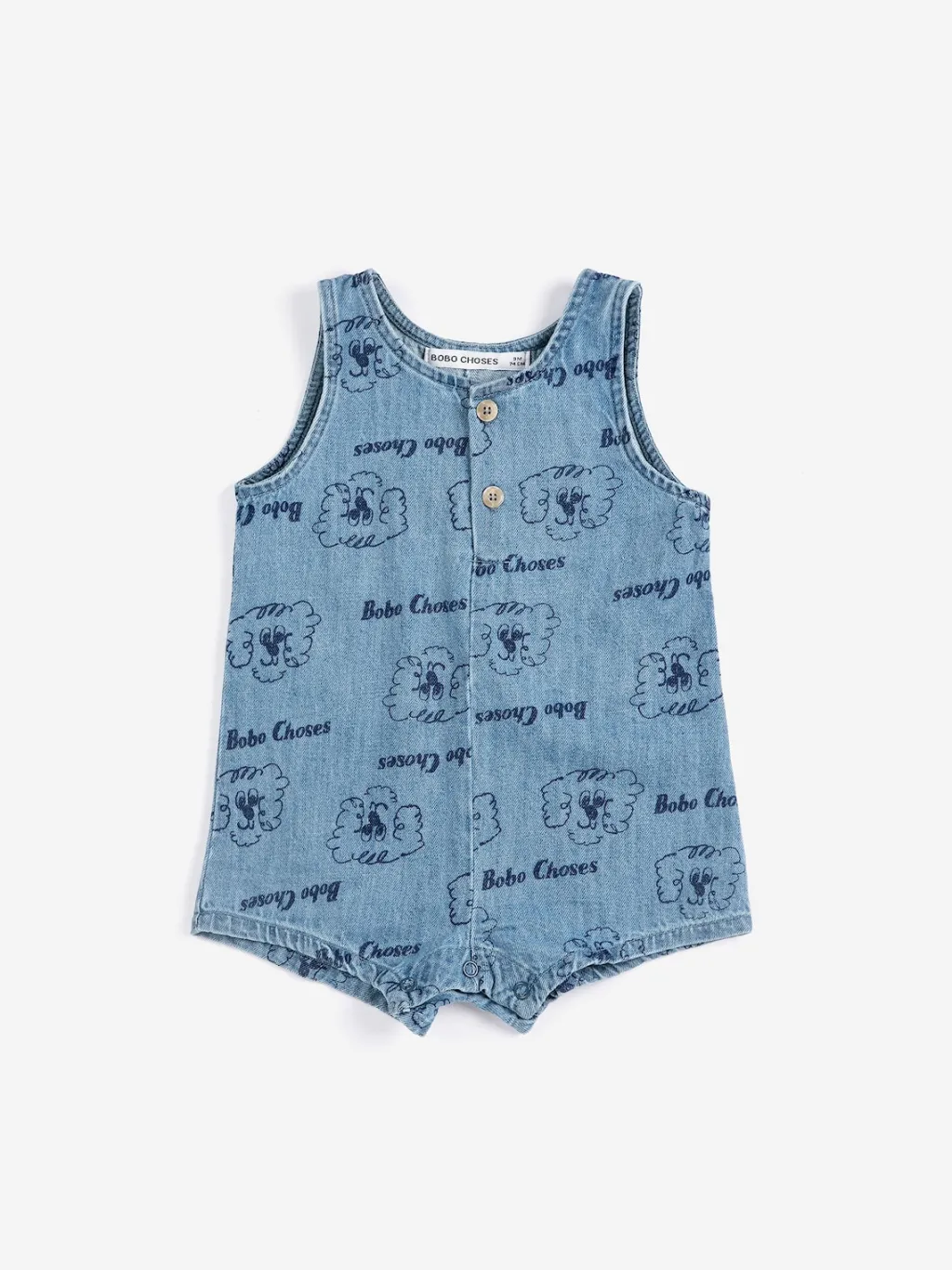 Pickles The Dog All Over Denimplaysuit Light Blue>Bobo Choses Sale