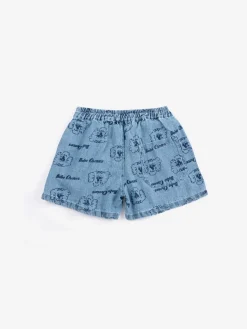 Pickles The Dog All Over Denim Shorts Prussian Blue>Bobo Choses Best