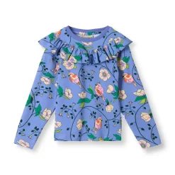 Pinova Långärmad Topp Med Fåglar Och Blommor Lila Purple Delight>Småfolk Clearance