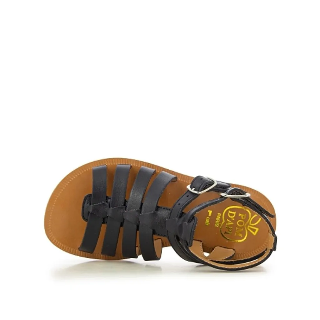 Plagette Gladiator Sandaler Svarta>Pom Dapi Clearance