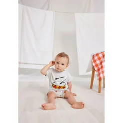 Play The Drum Baby T-shirt Beige><noscript><img width=