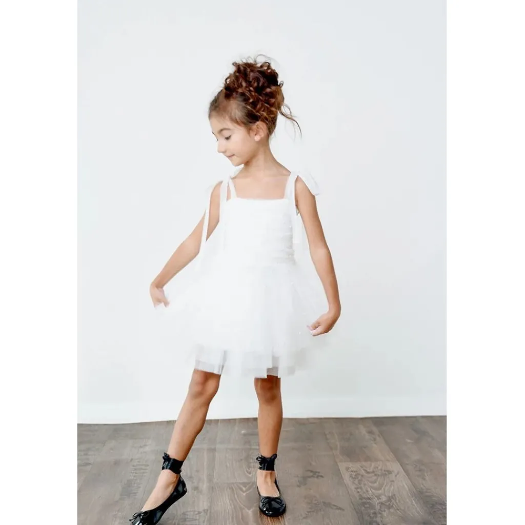 Pärl Tulle Ballerina Klänning White>DOLLY by Le Petit Tom Sale