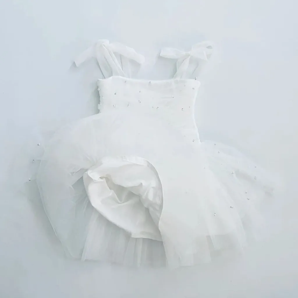 Pärl Tulle Ballerina Klänning White>DOLLY by Le Petit Tom Sale