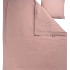 Påslakanset Spjälsäng Muslin Dusty Rose><noscript><img width=