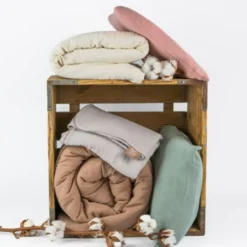 Påslakanset Spjälsäng Muslin Frosty Green><noscript><img width=