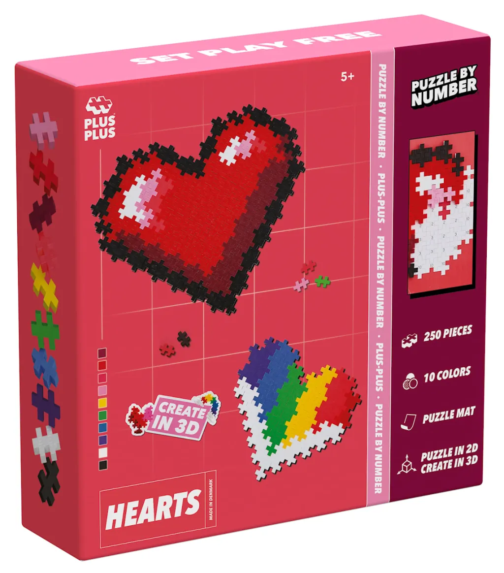 Puzzle By Number Hearts Byggset>Plus-Plus