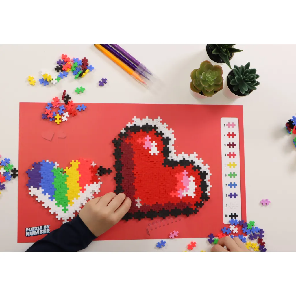 Puzzle By Number Hearts Byggset>Plus-Plus