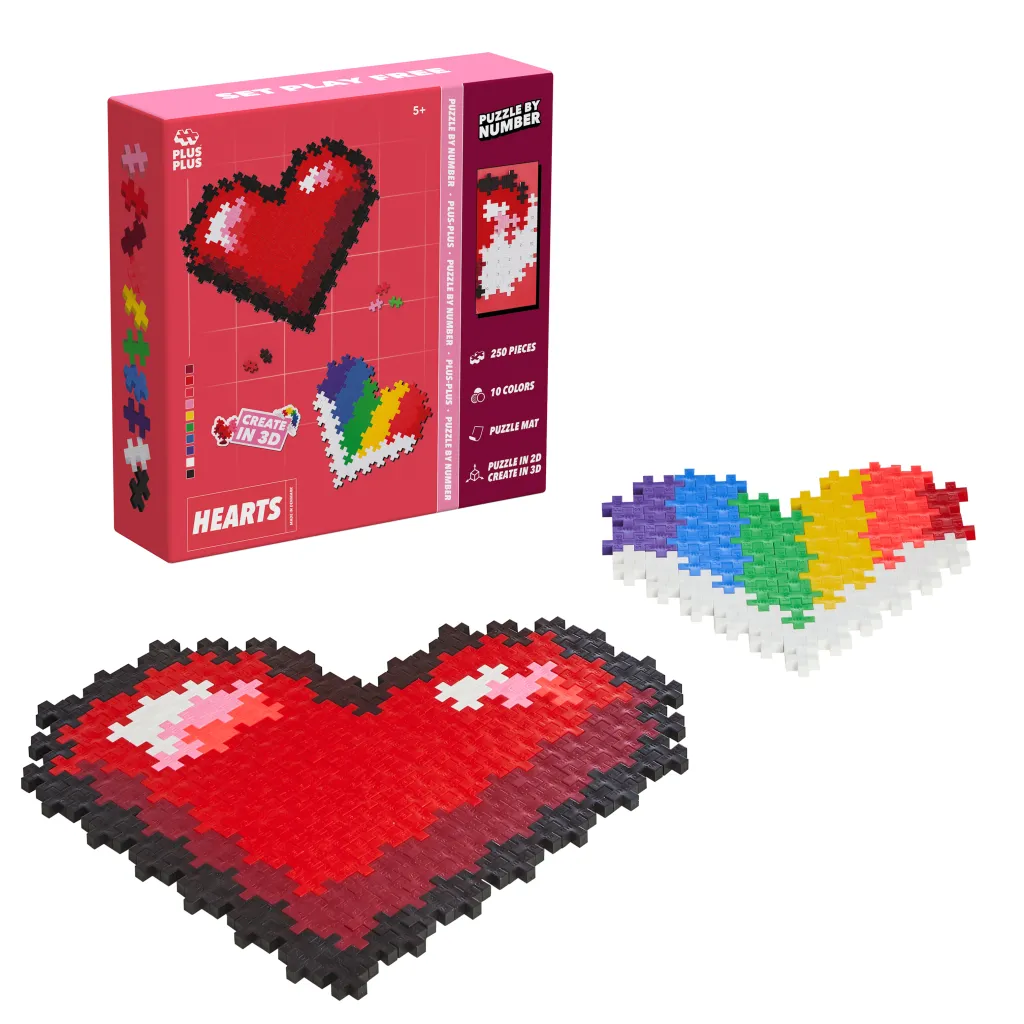 Puzzle By Number Hearts Byggset>Plus-Plus
