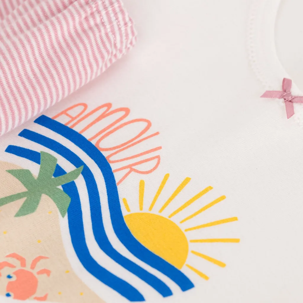 Pyjamas I Bomull Marshmallow Charme>Petit Bateau Sale