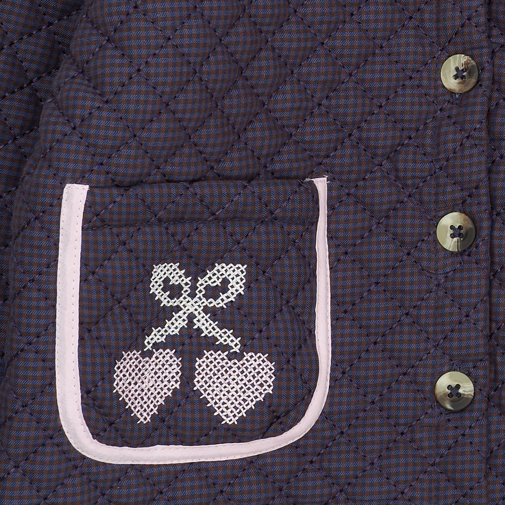 Quiltad Jacka Brown Blue Check>Copenhagen Colors Clearance