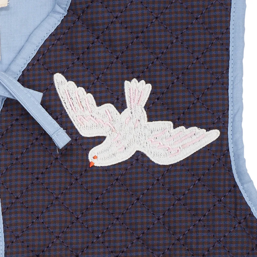 Quiltad Väst Brown Blue Check>Copenhagen Colors Clearance