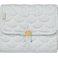 Randig Quiltad Skötmatta Classic Stripes Blue Praline>Cam Cam Hot
