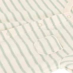 Randig Romper I Frotté Gräddvit>Petit Bateau