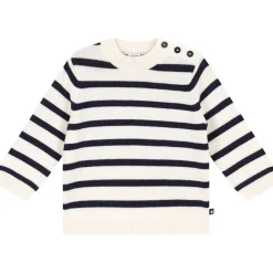 Randig Stickad Tröja Gräddvit>Petit Bateau New