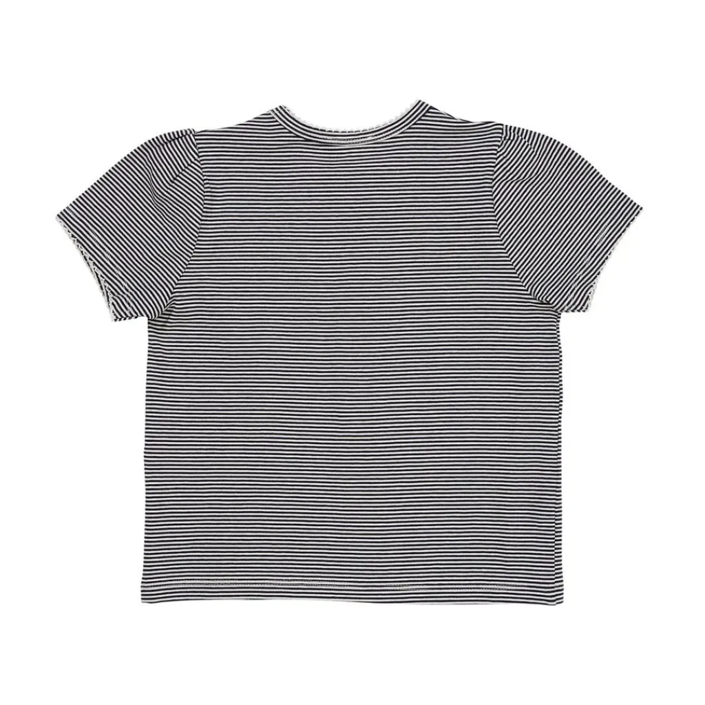 Randig T-shirt Med Rufsiga Ärmar Navy Cream Stripe>Copenhagen Colors Best