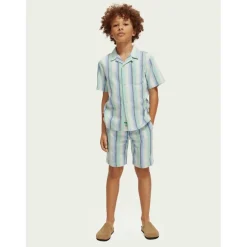 Randiga Shorts Blå><noscript><img width=