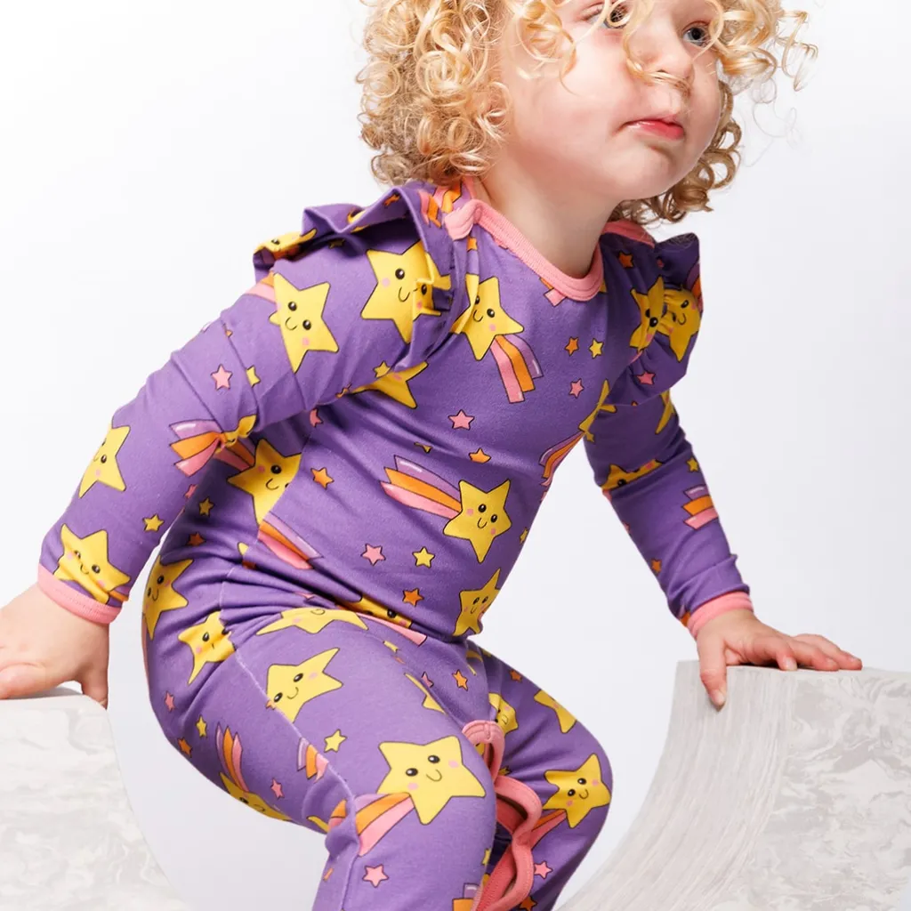 Reegnt With Shooting Star Långärmad Babydräkt Royal Purple>Småfolk Online