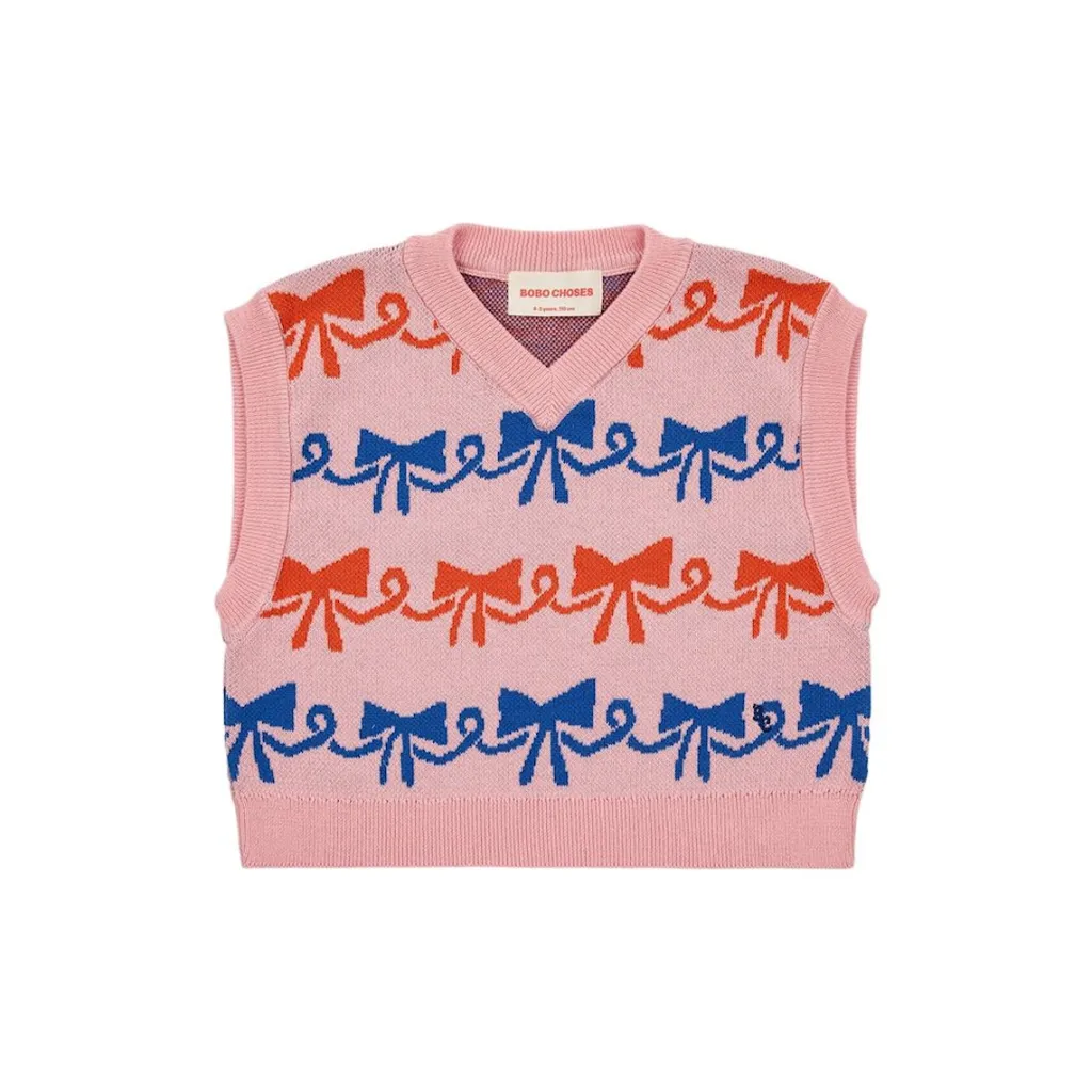Ribbon Bow Stickad Väst Rosa>Bobo Choses Best