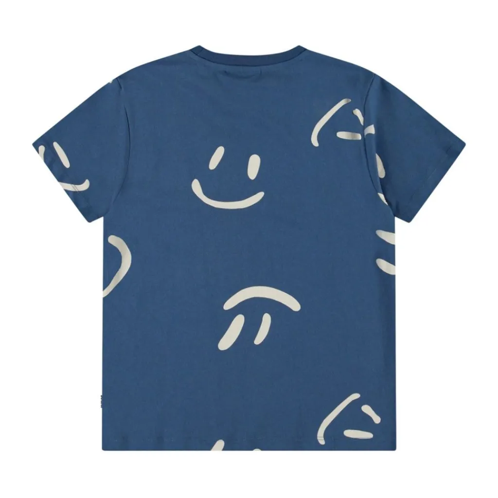 Riley Short Sleeve T-Shirt Big Smiles Blue>Molo Hot