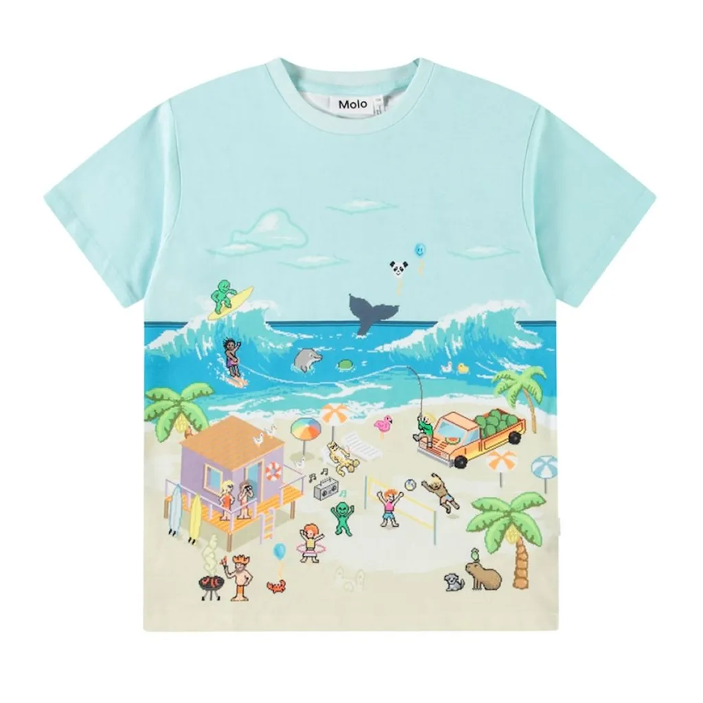 Riley Short Sleeve T-Shirt Pixel Beach>Molo Hot