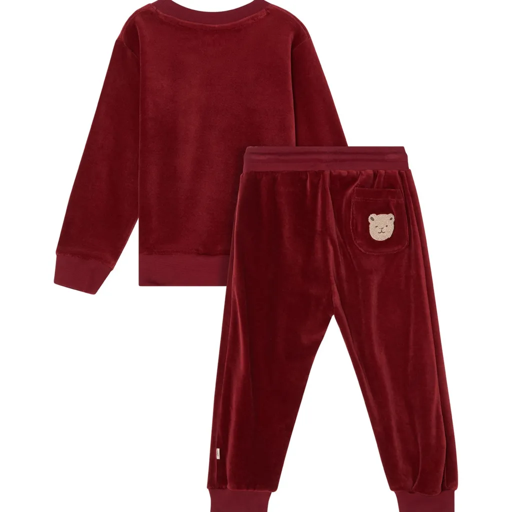 Robin Velour Set med Bear Patch i Merry Red>Buddy & Hope Outlet