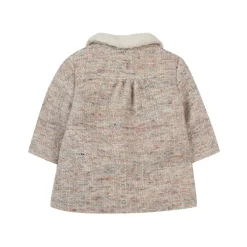 Rosa ull- och duffelkappa med imiterad päls><noscript><img width=