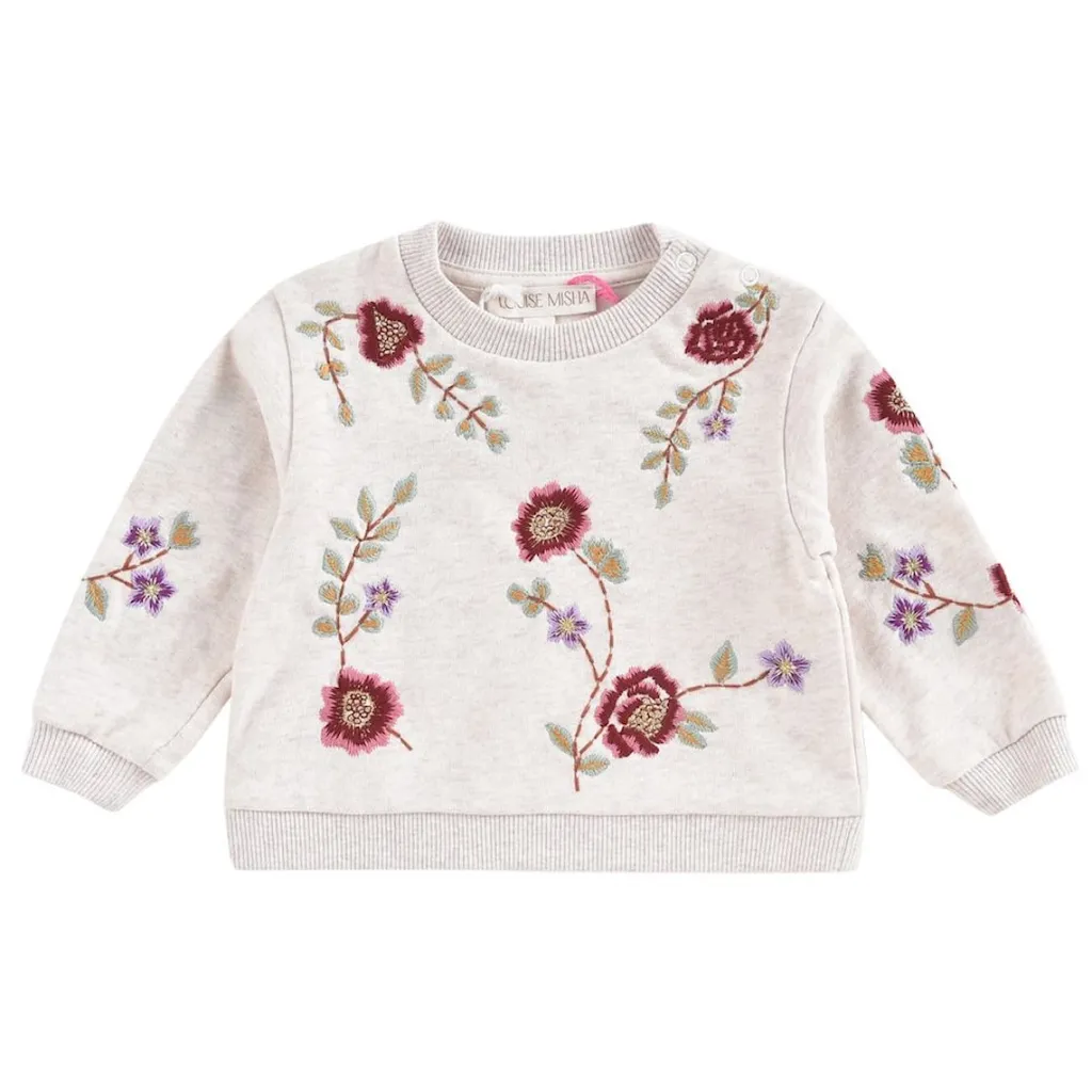 Rosalia Babytröja Med Blombrodyr Beige>Louise Misha Online