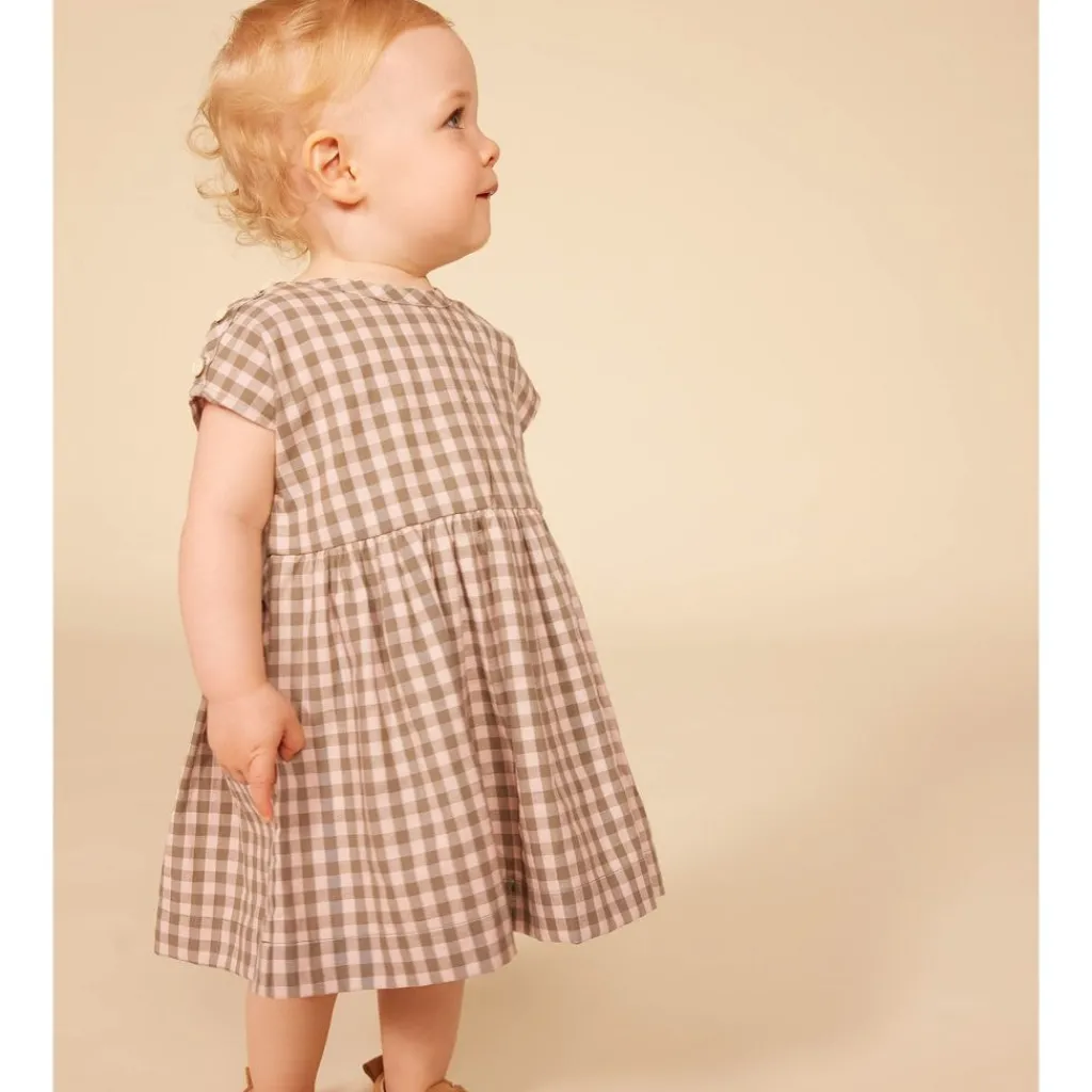 Rutig Klänning Rosa>Petit Bateau