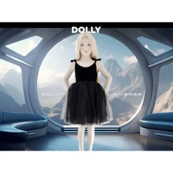 Sammet Tutu Klänning med Cosmic Strings i Black><noscript><img width=