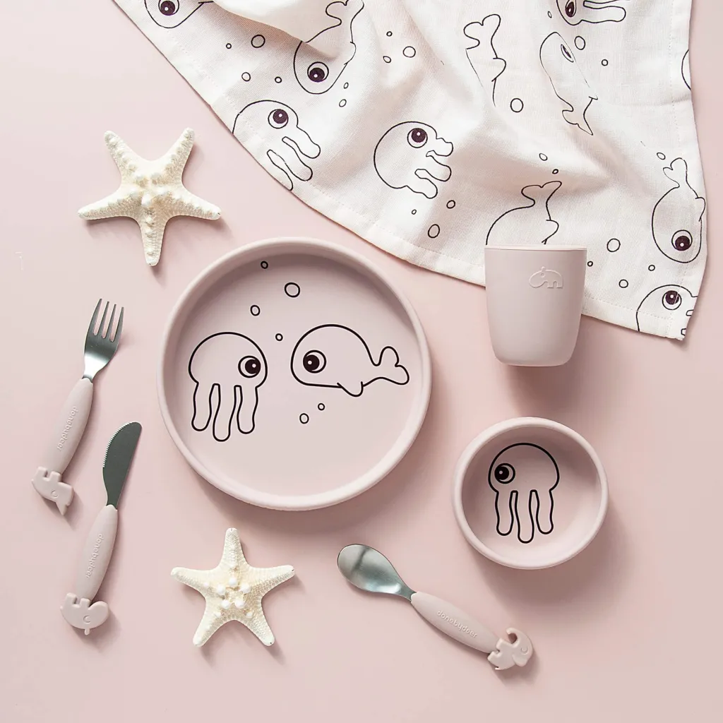 Sea Friends Middagsset I Silikon Powder>Done by Deer