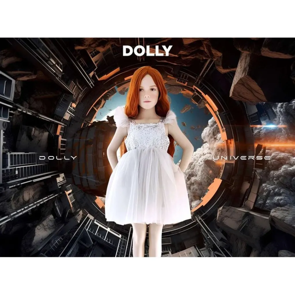 Sequin Glitter Galaxy Tutu Klänning Silver Grey>DOLLY by Le Petit Tom Online