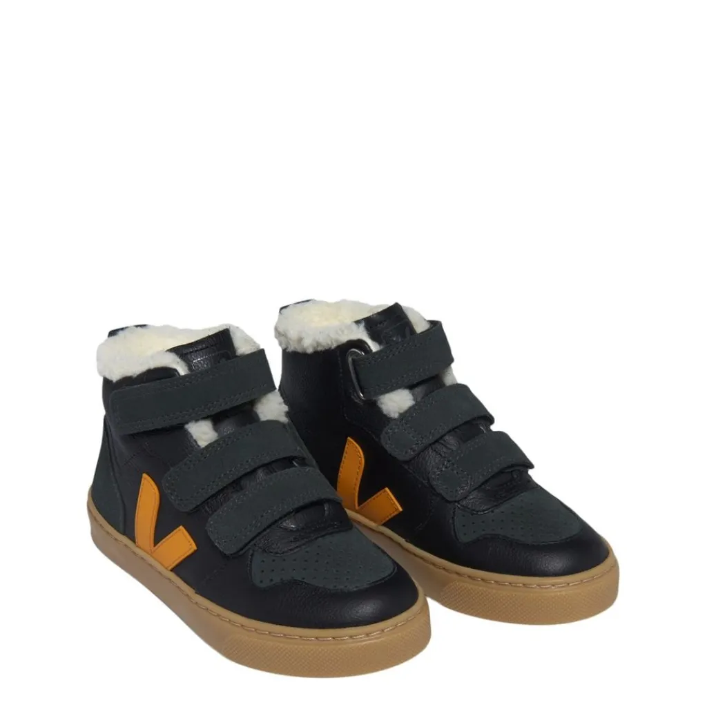 Small V-10 Mid Fodrade Sneakers Black Ouro Graphite>Veja Discount