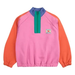 Smiling Color Block Sweatshirt Med 1/4 Dragkedja Fuchsia>Bobo Choses Outlet