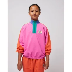 Smiling Color Block Sweatshirt Med 1/4 Dragkedja Fuchsia>Bobo Choses Outlet