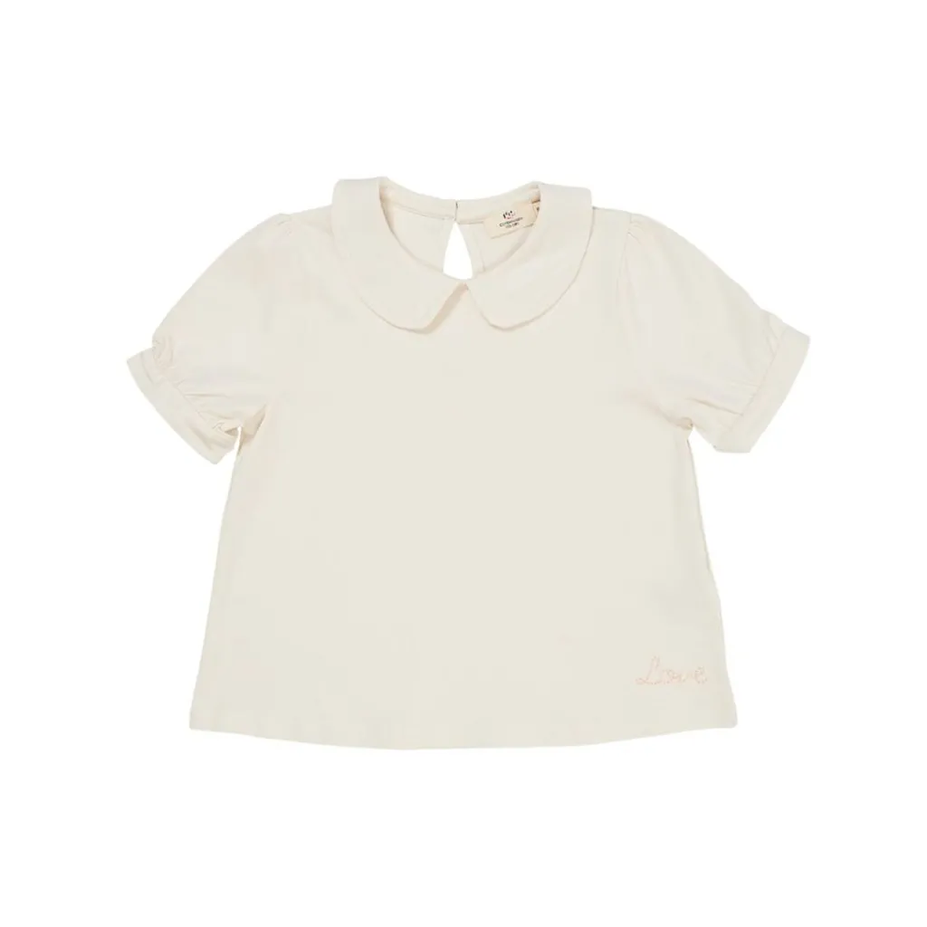 Solid Kortärmad Blus Med Krage Cream>Copenhagen Colors Sale