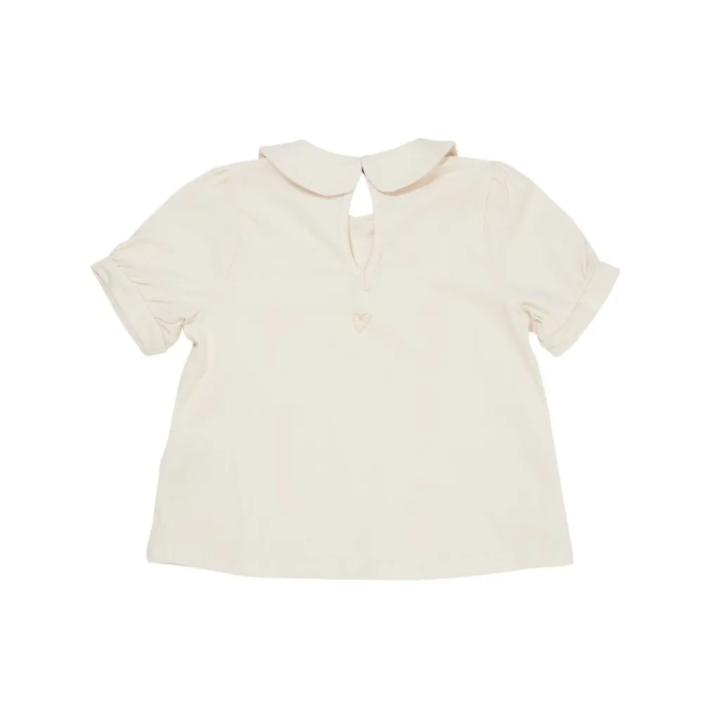 Solid Kortärmad Blus Med Krage Cream>Copenhagen Colors Sale