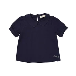 Solid Kortärmad Blus Med Krage Navy>Copenhagen Colors