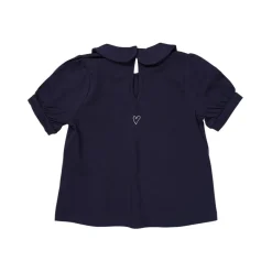 Solid Kortärmad Blus Med Krage Navy>Copenhagen Colors